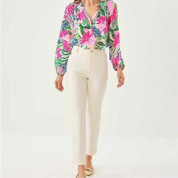 Lilly Pulitzer Elsa silk blouse size L, great condition - Picture 2 of 4